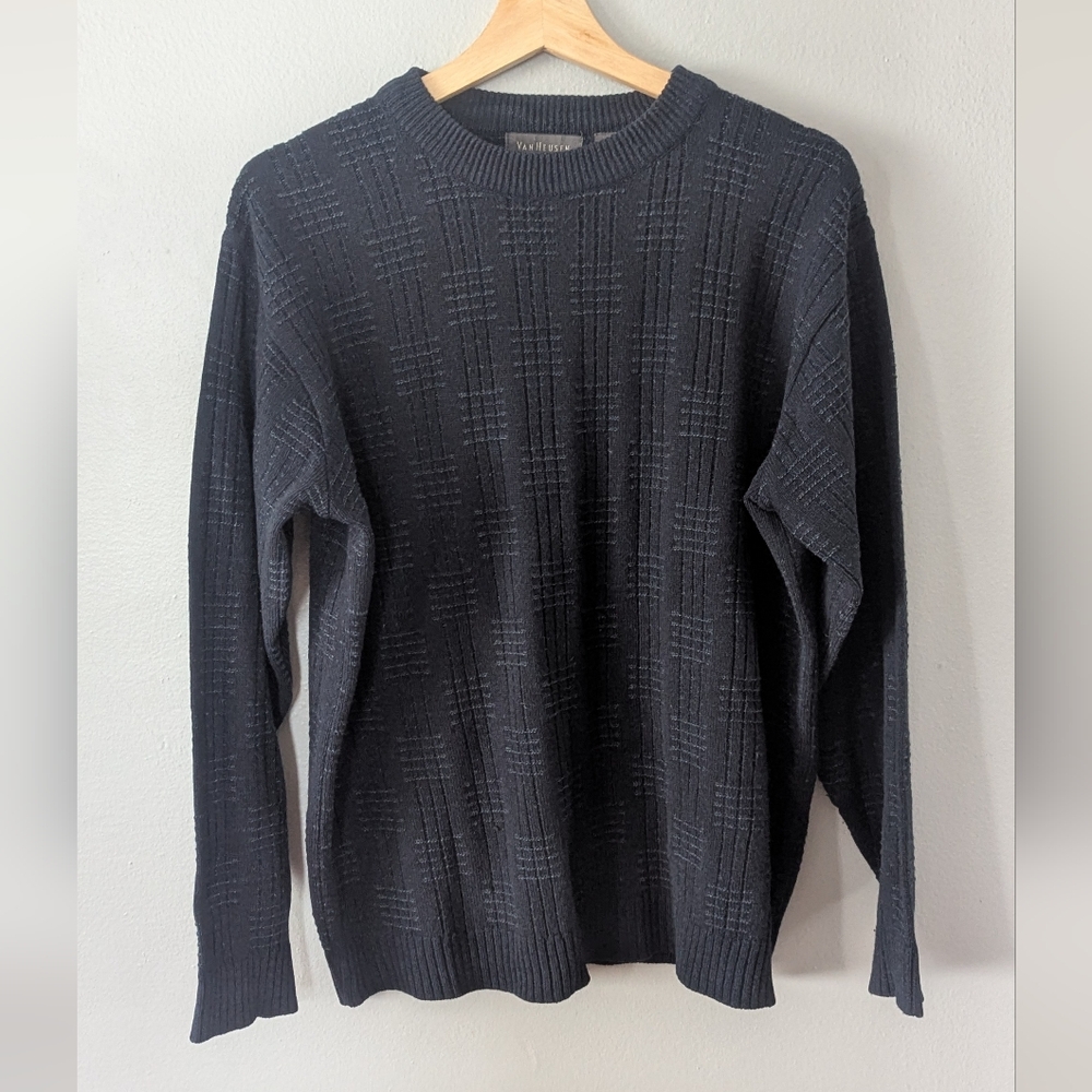 Vintage Van Heusen Navy Checked Sweater